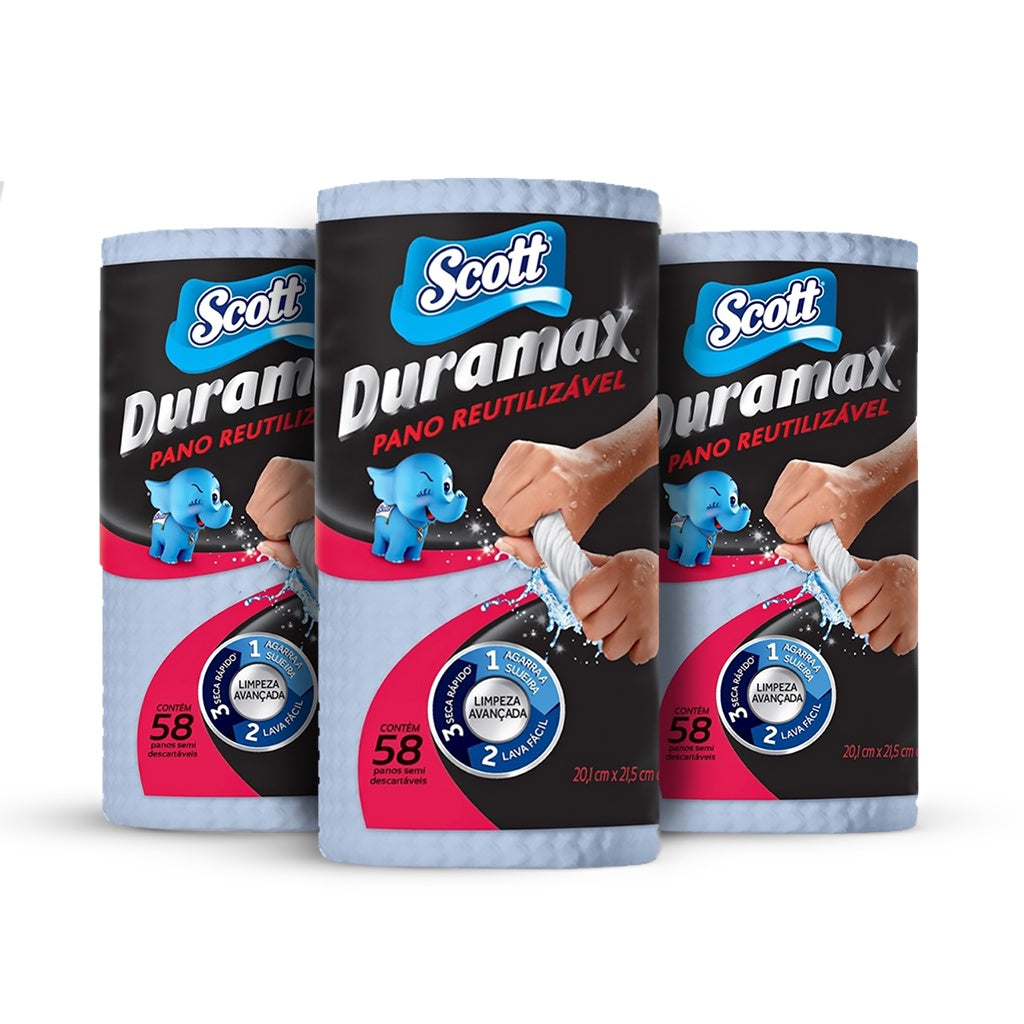 Kit com 3 Panos Duramax Scott - Multiuso Reutilizável