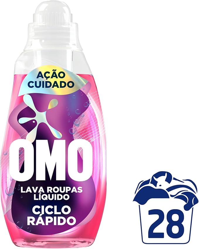 Lava-Roupas Líquido Omo Ciclo Rápido Ação Cuidado Frasco 1,4L